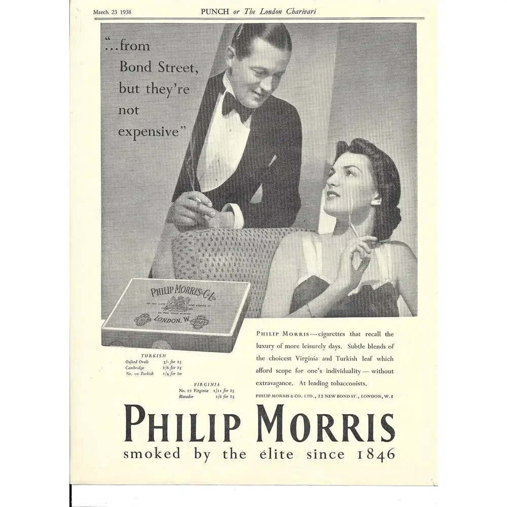 Vintage Print Ad Philip Morris 1938 Cigarette